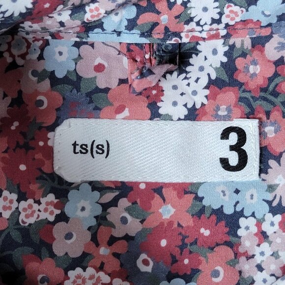 tss Shirt Mens Large Floral Print Pink Red Blue Button Down Made in Japan Cotton - Picture 8 of 10